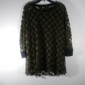 IC by CONNIEK 3 Pc Brown/Black trim blouse Sz L